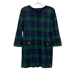 Vintage Paquette Byer CA Womens Tartan Plaid Long Sleeve Mini Dress